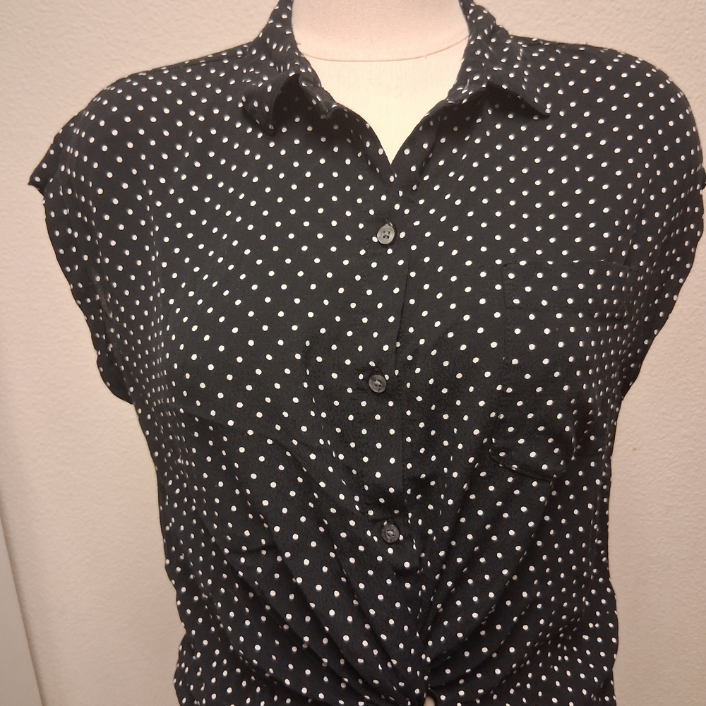 Abercrombie & Fitch Black and White Polka Dot Shirt
